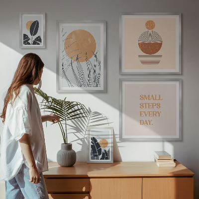 Paveikslų rinkinys miegamajam Stilingi augalų grafikos šūkiai