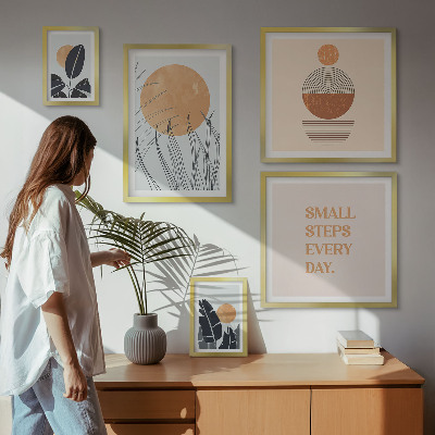 Paveikslų rinkinys miegamajam Stilingi augalų grafikos šūkiai