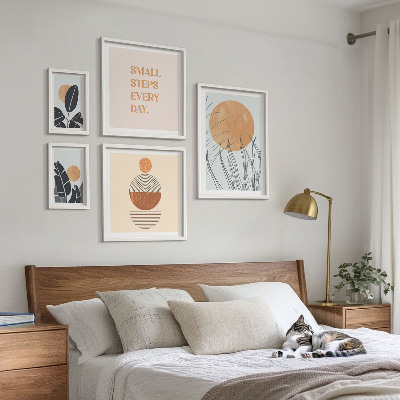 Paveikslų rinkinys miegamajam Stilingi augalų grafikos šūkiai