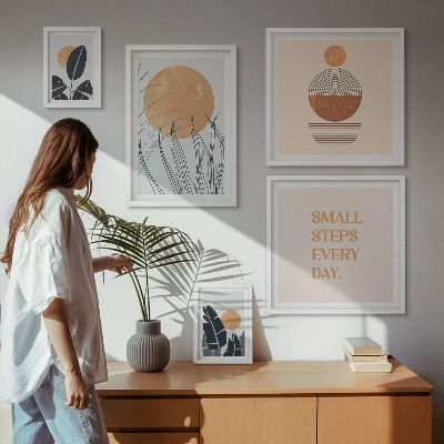 Paveikslų rinkinys miegamajam Stilingi augalų grafikos šūkiai