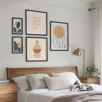 Paveikslų rinkinys miegamajam Stilingi augalų grafikos šūkiai