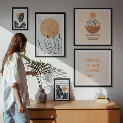 Paveikslų rinkinys miegamajam Stilingi augalų grafikos šūkiai