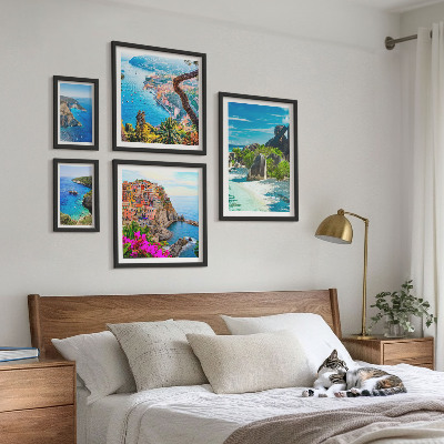 5 paveikslų rinkinys su rėmais Pajūrio peizažai