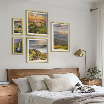 Sieninė paveikslų galerija kalnų peizažai ir kriokliai