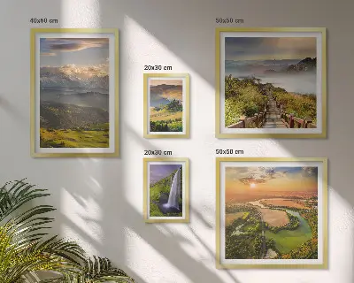 Sieninė paveikslų galerija kalnų peizažai ir kriokliai