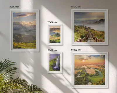 Sieninė paveikslų galerija kalnų peizažai ir kriokliai