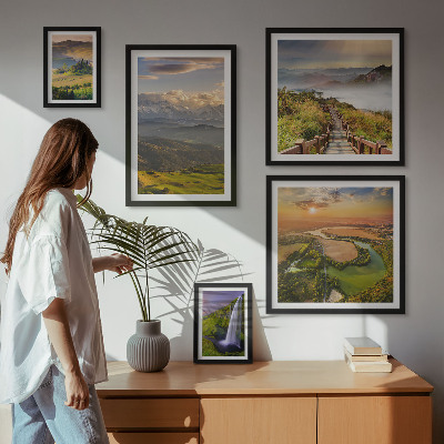 Sieninė paveikslų galerija Kalnų peizažai kriokliai