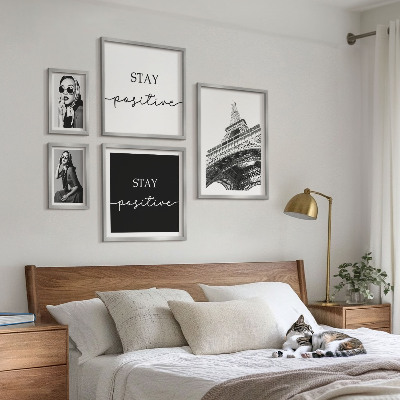 5 paveikslų rinkinys su rėmais Stilinga grafika madinga Paryžiuje
