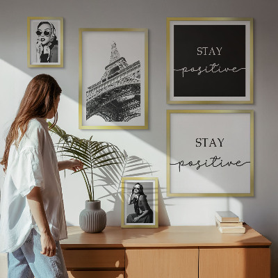 5 paveikslų rinkinys su rėmais Stilinga grafika madinga Paryžiuje