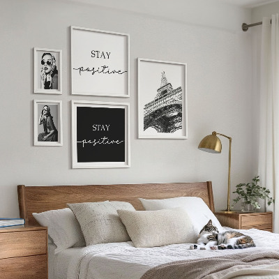 5 paveikslų rinkinys su rėmais Stilinga grafika madinga Paryžiuje