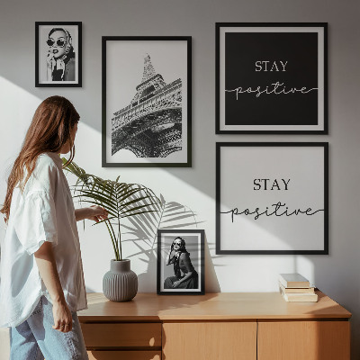 5 paveikslų rinkinys su rėmais Stilinga grafika madinga Paryžiuje