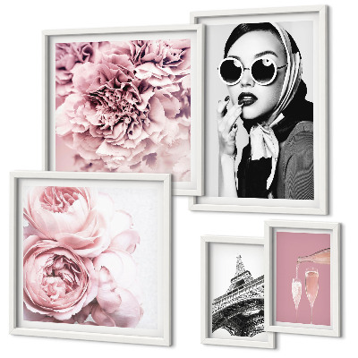 Paveikslų rinkinys miegamajam Stilingi rožių žiedų portretai