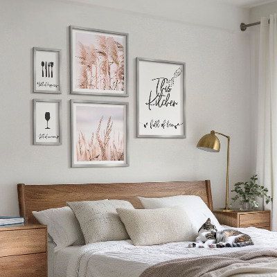 5 paveikslų rinkinys su rėmais Boho virtuvė mėgsta gaminti