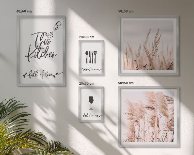 5 paveikslų rinkinys su rėmais Boho virtuvė mėgsta gaminti