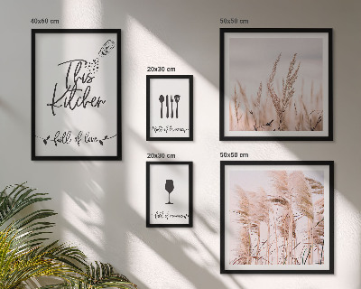 5 paveikslų rinkinys su rėmais Boho virtuvė mėgsta gaminti
