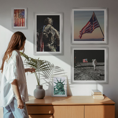 5 paveikslų rinkinys su rėmais Amerikos istorijos simbolika