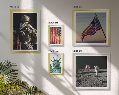 5 paveikslų rinkinys su rėmais Amerikos istorijos simbolika
