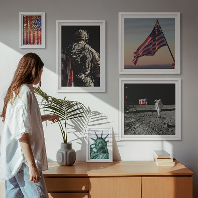 5 paveikslų rinkinys su rėmais Amerikos istorijos simbolika