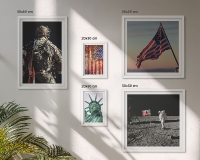 5 paveikslų rinkinys su rėmais Amerikos istorijos simbolika
