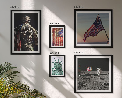 5 paveikslų rinkinys su rėmais Amerikos istorijos simbolika