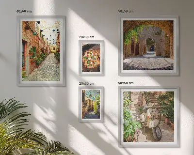 Paveikslų rinkinys miegamajam su žavingomis itališkų patiekalų gatvelėmis