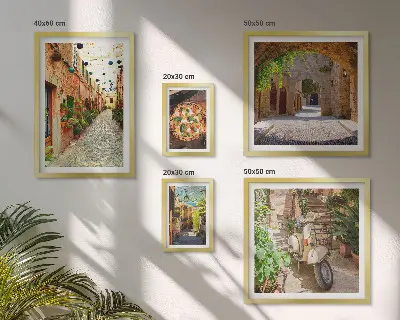 Paveikslų rinkinys miegamajam su žavingomis itališkų patiekalų gatvelėmis