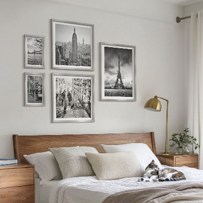 Paveikslų rinkinys miegamajam Miesto peizažų architektūros piktogramos