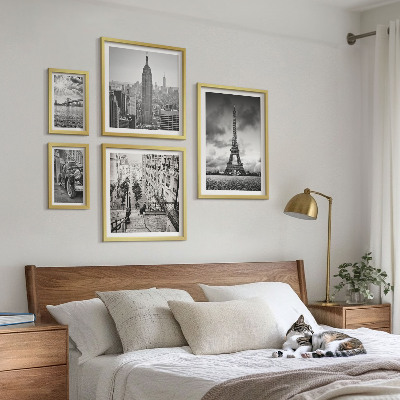Paveikslų rinkinys miegamajam Miesto peizažų architektūros piktogramos