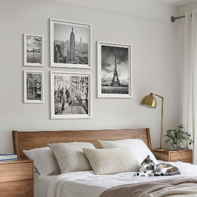 Paveikslų rinkinys miegamajam Miesto peizažų architektūros piktogramos