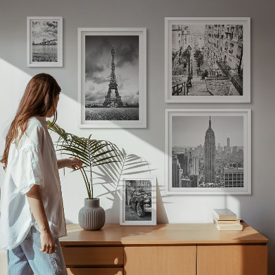 Paveikslų rinkinys miegamajam Miesto peizažų architektūros piktogramos