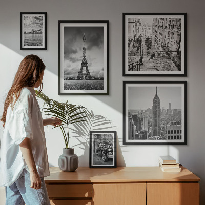 Paveikslų rinkinys miegamajam Miesto peizažų architektūros piktogramos