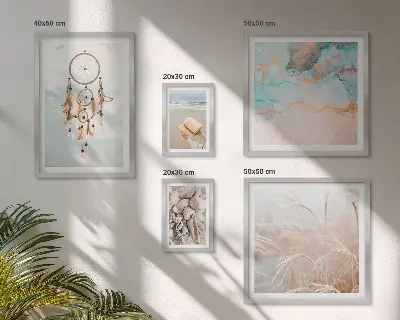 Sieninė paveikslų galerija boho stiliaus paplūdimio ir gamtos motyvai