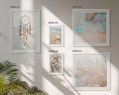 Sieninė paveikslų galerija boho stiliaus paplūdimio ir gamtos motyvai