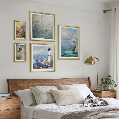 5 paveikslų rinkinys su rėmais Jūros nuotykiai ir peizažai