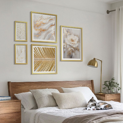 5 paveikslų rinkinys su rėmais Stilingi gėlių motyvai
