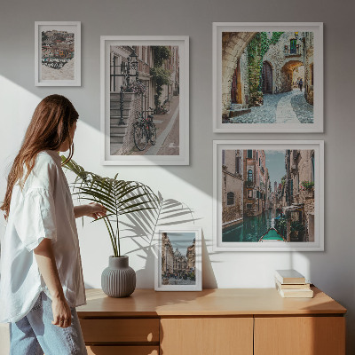Paveikslų rinkinys miegamajam Žavingos gatvės su dviračiais