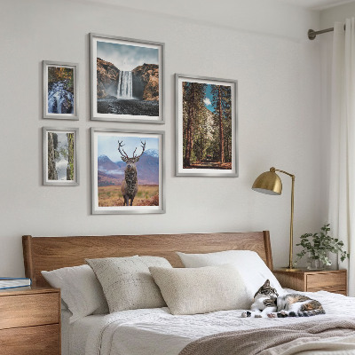5 paveikslų rinkinys su rėmais Peizažai kriokliai gamta