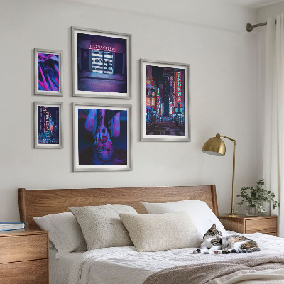 Sieninė paveikslų galerija Neoniniai naktiniai miesto peizažai