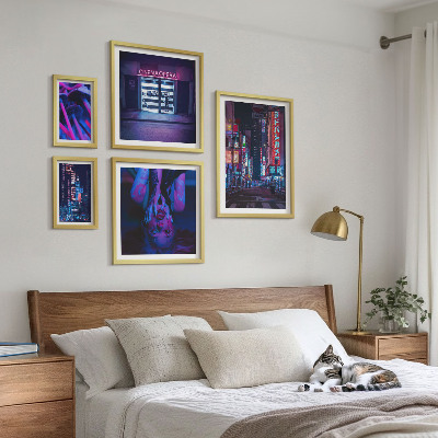 Sieninė paveikslų galerija Neoniniai naktiniai miesto peizažai
