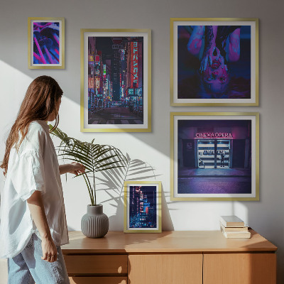 Sieninė paveikslų galerija Neoniniai naktiniai miesto peizažai
