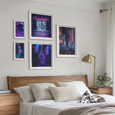 Sieninė paveikslų galerija Neoniniai naktiniai miesto peizažai