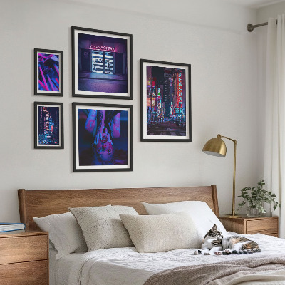 Sieninė paveikslų galerija Neoniniai naktiniai miesto peizažai