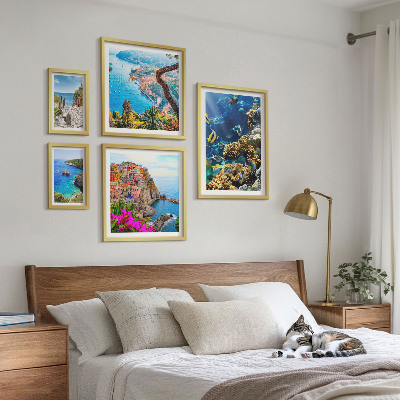 Paveikslų rinkinys miegamajam Pajūrio peizažai, žuvys, paplūdimiai