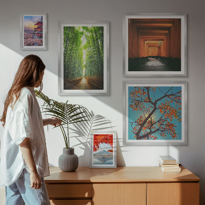 Sieninė paveikslų galerija Japonijos bambuko gėlių peizažai