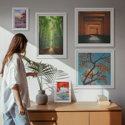Sieninė paveikslų galerija Japonijos bambuko gėlių peizažai