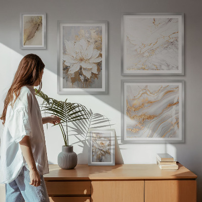5 paveikslų rinkinys su rėmais Elegantiškos gėlių kompozicijos