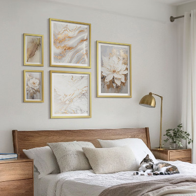 5 paveikslų rinkinys su rėmais Elegantiškos gėlių kompozicijos