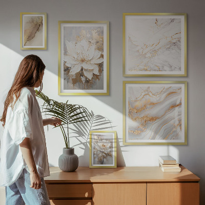 5 paveikslų rinkinys su rėmais Elegantiškos gėlių kompozicijos