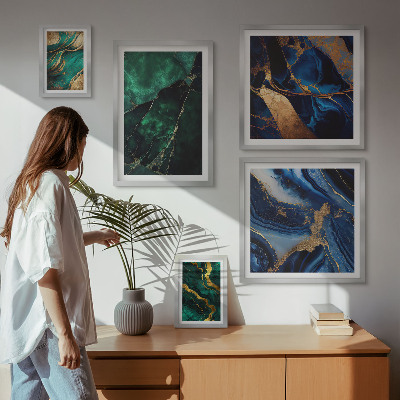 Paveikslų rinkinys miegamajam Elegantiškos abstrakcijos su žaluma