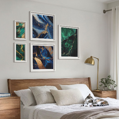 Paveikslų rinkinys miegamajam Elegantiškos abstrakcijos su žaluma
